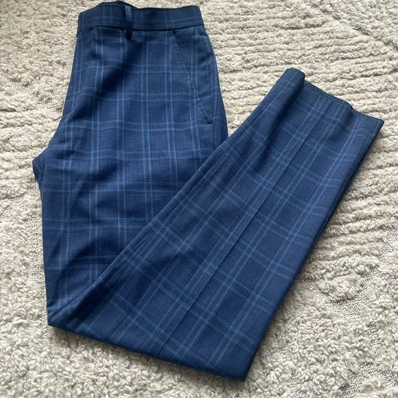 Alfani Men's Slim Fit Navy Checkered Dress Pants